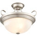 None 2 Light 15 inch Satin Nickel Semi-Flush Mount Ceiling Light